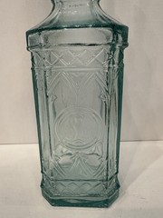 Vintage Pressed Glass Oil Vinegar Bottle Decanter w Metal Pour Spout