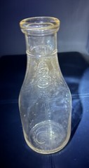 Vintage Milk Bottle 3 Cent Clear Glass Dairy Quart Bottle Cadmium Glow