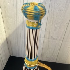 Vintage Plastic Wicker Wrapped Wine Bottle Decanter Mid Century Bohemian Style
