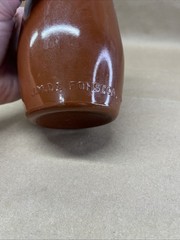 Vintage Lancers Ceramic Wine Bottle Vase Stoneware Portugal Glazed Red/Brown 9&Prime;H