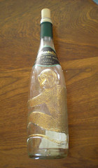 Vintage German Affentaler Spatburgunder Embossed Gold Monkey Wine Bottle
