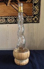 Empty Bottaro Spiral Glass Wine Bottle Italy 15.5” With Raffia wrap