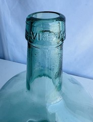 Vintage French Viresa Wine Bottle, Made In Spain, 12&Prime; Green Clear Glass “j”