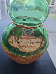 Vintage Giant 3L Green Glass Bessi Chianti Wine Bottle 30&Prime; Tall 1969 Vintage