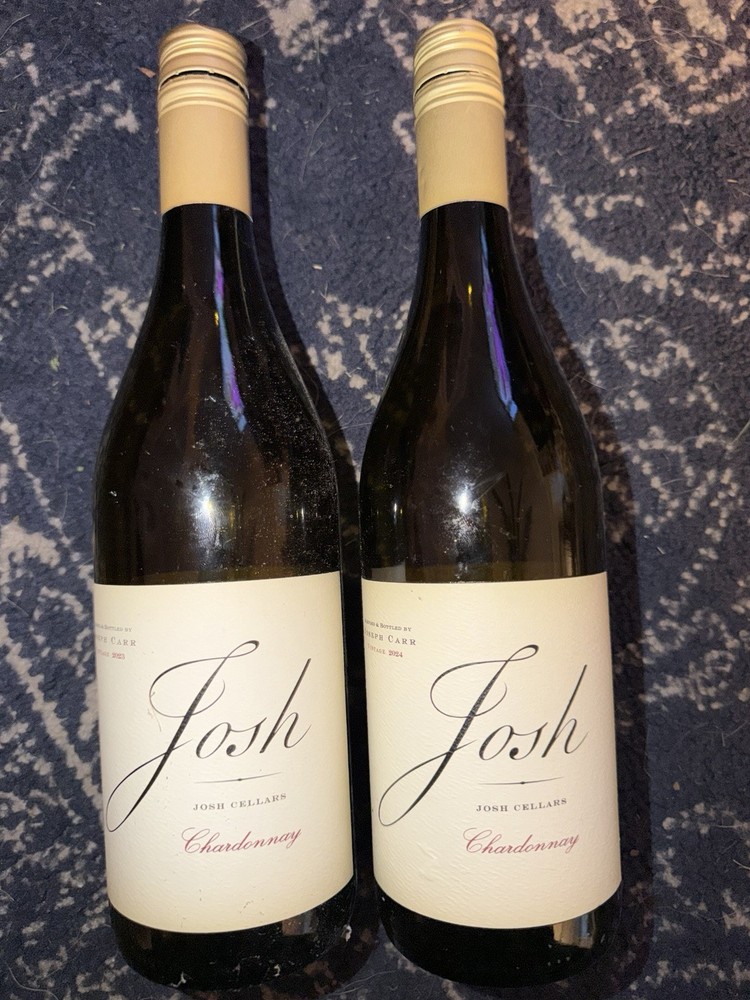 LOT OF 2: Empty Josh Chardonnay 750mL Wine Bottle 2023 & 2024