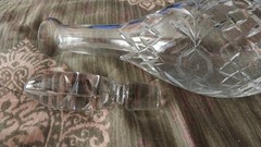 Vintage Cut Glass Crystal Wine Decenter Clear Crystal 3 Rose Around Wine Bottle