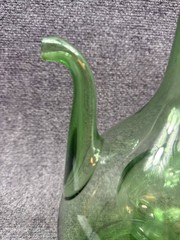 Vintage 1960s Italian Glass Wine Chiller Green Glass Decanter Bottle Blown Glass