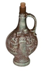 Georgia Ceramic Clay Red Wine Bottle Grid Design Brown Keg Vessel Decanter