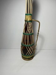 MCM Plastic Scoubidou Woven Wicker Demijohn Wine Bottle Metal Handle