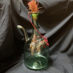 Vintage Italian Hand Blown Green Wine Decanter w/ice Chamber