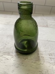 Vintage Dark Green Bottle with Grape Clusters Wine Sample Bottle Wine World 1978