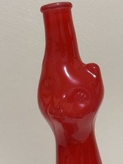 German Riesling Glass Cat Wine Bottle Red Empty 13&Prime;