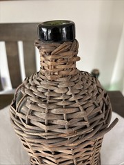 Vintage Demijohn Wicker Wine Bottle 12” Tall
