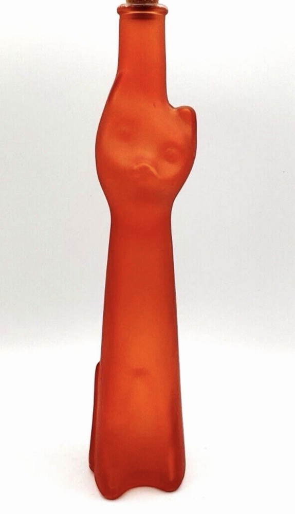 Happy Cat Orange Glass Empty Wine Bottle German Reisling Decorative Vase/Bottle