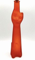 Happy Cat Orange Glass Empty Wine Bottle German Reisling Decorative Vase/Bottle
