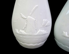 Jim Beam Milk Glass Sail Boat 2 Piece Vintage 13 1/4&Prime; Liquor Bottles 1963 EMPTY