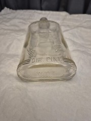 Vintage Ball Glass Wine Bottle #70016 w Grape Vine design RARE Pint size