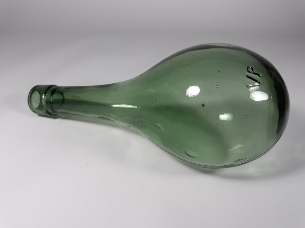 Antique VP Hand Blown Wine Bottle Torpedo Round Bottom Green Glass Early 1900&rsquo;s
