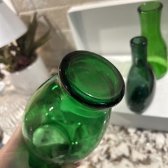 Vintage Green Glass Trio Lamont Vineyards 2/5 Pint Carafe Mid Century Bar Décor