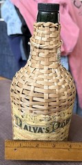 Vintage Dalva’s Port Basket Bottle Wine Portugal Wicker Wrapped Empty Glass