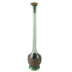 Vintage Demijohn Wine Bottle Carafe Decanter Green Glass Wicker Basket Wrap 20&Prime;
