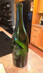 18.5 inch Huge Empty Wine Bottle Display, Bar Prop in Green. Pre-drilled hole