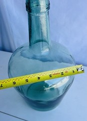 Vintage French Viresa Wine Bottle, Made In Spain, 12&Prime; Green Clear Glass “j”