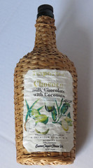 DEMIJOHN WICKER BOTTLE 4/5 QT GREEN WITH HANDLE CHOCOCO ST. CROIX VIRGIN ISLANDS