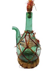 Vintage 1950s attoria di matalto Italian Green Glass Wine Carafe With Wicker & S