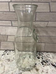 Embossed Since 1852 Glass Wine Milk Juice Carafe 9 5/8&Prime; Tall