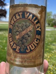 RARE PAPER LABEL SWEET VALLEY GRAPE JUICE BOTTLE SANDUSKY OHIO PUT IN BAY OH