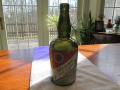 Antique Labeled Green Wine Bottle