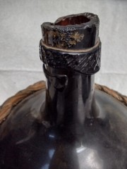 19th Century French Wine Demijohn Reed/Grass Wrapped Brown Glass 11&Prime; Tall #2