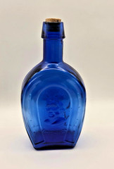 Vintage Cobalt Blue Horseshoe Bottle Thomas Jefferson James Madison 6-1/2&Prime; cork