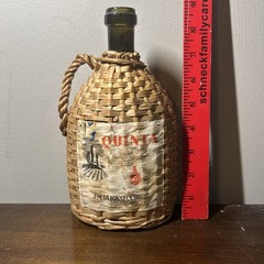 1960s Vintage Wicker Wrapped Glass Quinta Lisbon Portugal Wine Bottle Empty