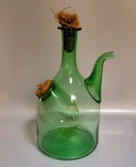 Vintage Italian Blown Green Glass Demijohn Wine DECANTER Ice Jug Chamber