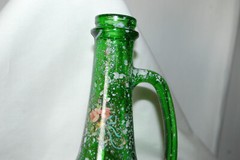 Hand Painted strawberries floral Half Gallon Glass Jug Wine Bottle Folk Art