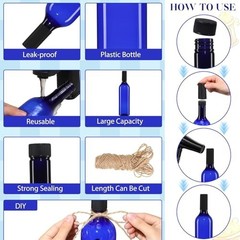 750ml Blue Plastic Wine Bottles – Empty Bordeaux Coquito with Screw Caps (6 Pack