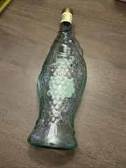 VINTAGE 13”FISH Sculptured Shaped Light Green Glass Wine Bottle Empty Pescevino