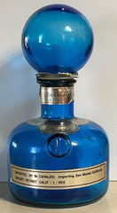 Vintage Italian Beccaro Acqui Cobalt Blue Glass Wine Bottle Made in Italy
