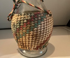 MCM Roma Wines Clear Glass Chianti Fiasco Bottle Woven Raffia&Dripless Cap