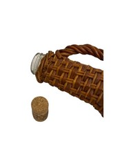 Vintage Woven Wicker Wine Bottle Glass Jug Rustic Handmade 1L Decor