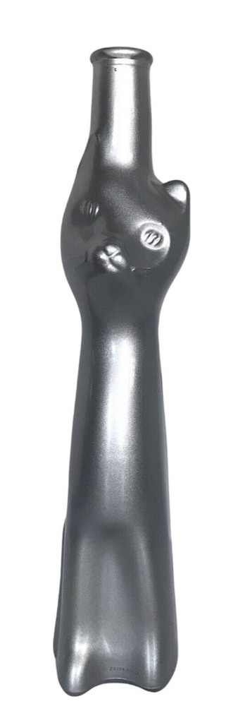 Wine Rheinhessen Cat Kitten Metallic Silver Bottle Candleholder Vase 2015