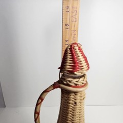 Vintage Valencia Colorful Wine Bottle Plastic Woven Wicker Spain MCM Bohemian