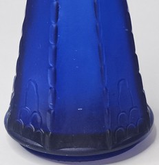 Vintage MCM Pair Morey Mallorca Frosted Cobalt Blue Glass Wine Bottles 11 1/2&Prime; T