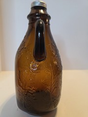Vintage Maywood Glass Brown Wine Jug with Screw Lid Grape Design