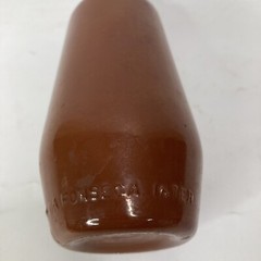 Vintage J.M. DA Fonseca Portugal Brown Painted 6&Prime; Glass Bottle empty