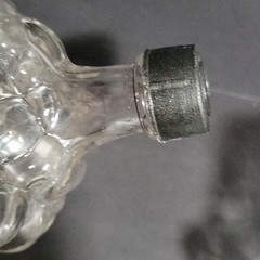 VTG CLEAR GLASS GRAPES CLUSTER SHAPED WINE BOTTLE DECOR DECANTER Set Of 2