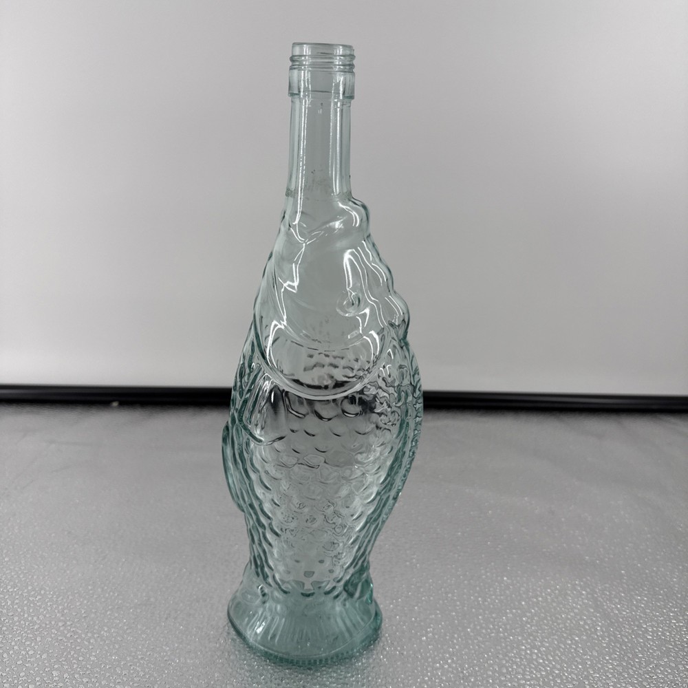 Vtg Empty Italian Fish Shaped Wine Bottle 13&Prime; Pescevino Glass Beach Nautical
