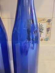Set/2 Tall Long Neck 12.75&Prime;×3&Prime; Cobalt Blue Blown Elegant Glass Wine Bottles NEW